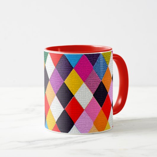 MARDI GRAS HARLEQUIN PATTERN Tasse Rhombi (VorderseiteRechts)