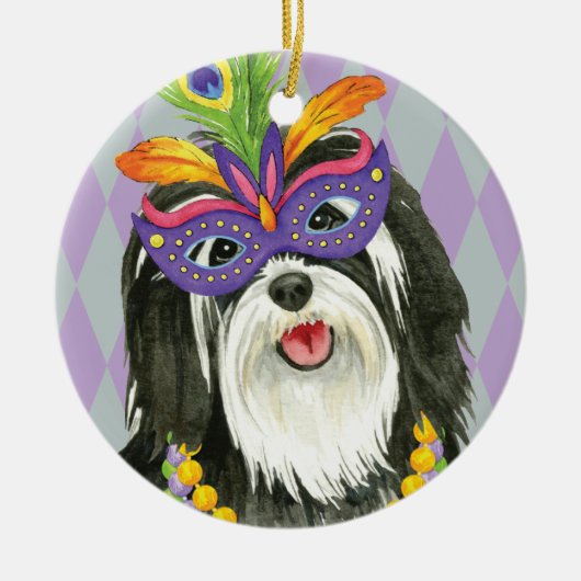 Mardi Gras Havanese Keramikornament (Vorne)