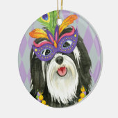 Mardi Gras Havanese Keramikornament (Links)