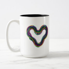 Mardi Gras Heart Beads Purple Gold Green Festive  Zweifarbige Tasse