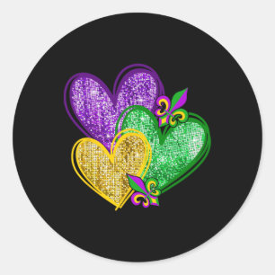 Mardi Gras Heart Fleur-de-lis Symbol Karneval Men Runder Aufkleber