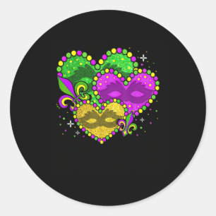 Mardi Gras Heart Fleur-de-lys Symbol Mardi Gras Runder Aufkleber