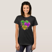 Mardi Gras Heart Fleur-de-lys Symbol Mardi Gras T-Shirt (Vorne ganz)