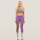 Mardi Gras Hell Lila rosa Masquerasken Capri Leggings (Vorderseite)