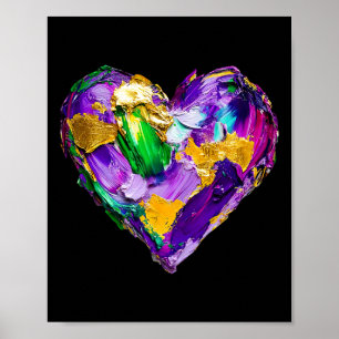 Mardi Gras Herz Pinselstrich Karnevalsumzug New O Poster