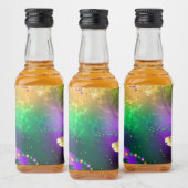 Mardi-Gras-Hintergrund mit Perlen Alkoholflaschenetikett (Flaschen)