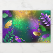 Mardi-Gras-Hintergrund mit Perlen Alkoholflaschenetikett (Einzelnes Label)