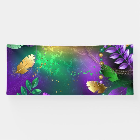Mardi-Gras-Hintergrund mit Perlen Banner (Horizontal)
