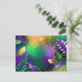 Mardi-Gras-Hintergrund mit Perlen Einladung (Stehend Vorderseite)