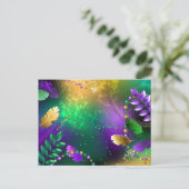 Mardi-Gras-Hintergrund mit Perlen Einladungspostkarte (Stehend Vorderseite)