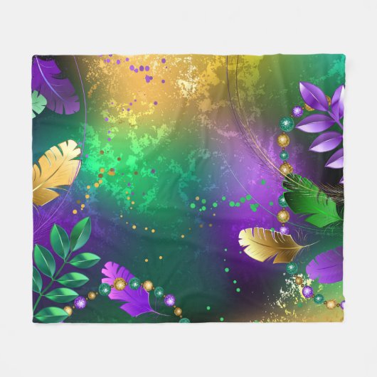 Mardi-Gras-Hintergrund mit Perlen Fleecedecke (Vorderseite (Horizontal))