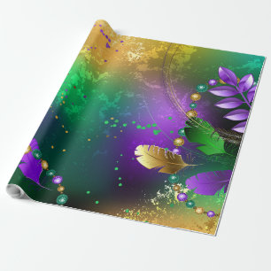 Mardi-Gras-Hintergrund mit Perlen Geschenkpapier