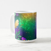 Mardi-Gras-Hintergrund mit Perlen Kaffeetasse (Vorderseite Links)