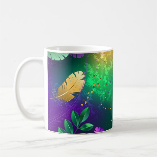 Mardi-Gras-Hintergrund mit Perlen Kaffeetasse (Links)