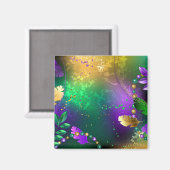 Mardi-Gras-Hintergrund mit Perlen Magnet (Vorderseite/Rückseite)