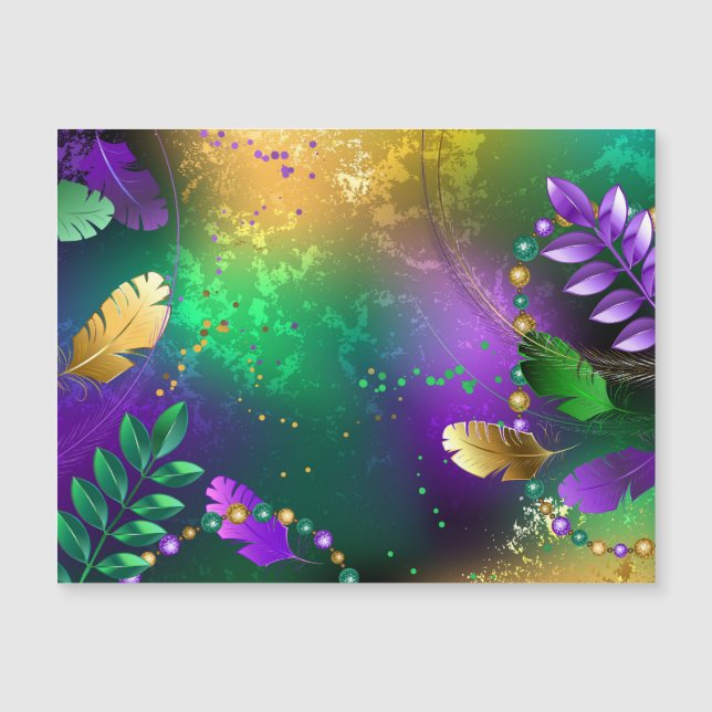 Mardi-Gras-Hintergrund mit Perlen Magnetkarte (Vorderseite)