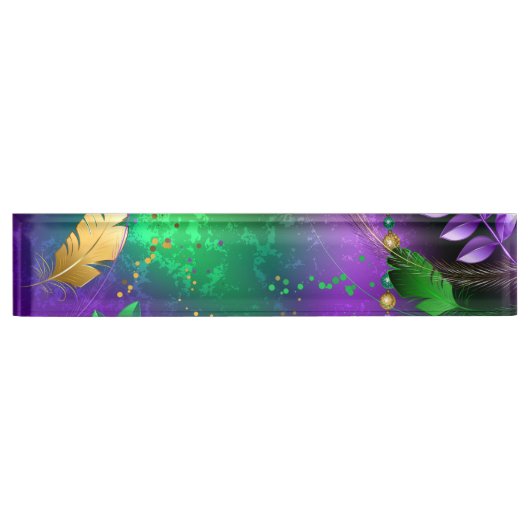 Mardi-Gras-Hintergrund mit Perlen Namensplakette (Vorderseite)