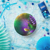 Mardi-Gras-Hintergrund mit Perlen Pappteller (Party)