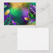 Mardi-Gras-Hintergrund mit Perlen Platzkarte (Vorne/Hinten)