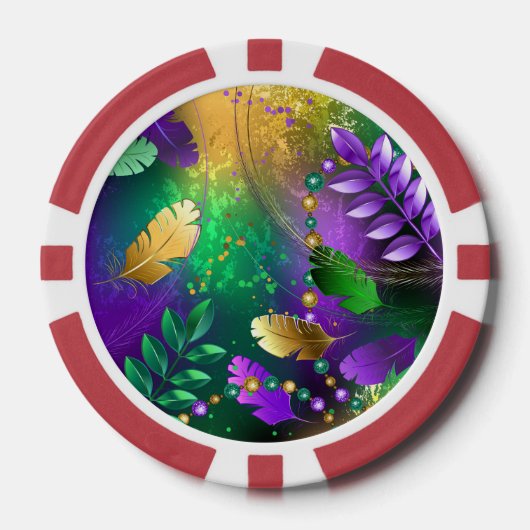 Mardi-Gras-Hintergrund mit Perlen Pokerchips (Vorderseite)