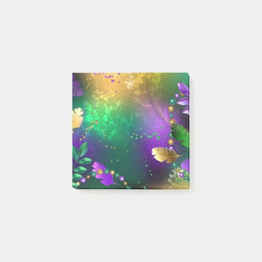 Mardi-Gras-Hintergrund mit Perlen Post-it Klebezettel (Vorderseite)