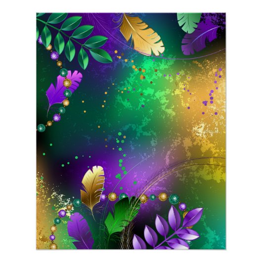 Mardi-Gras-Hintergrund mit Perlen Poster (Vorderseite)