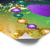 Mardi-Gras-Hintergrund mit Perlen Poster (Ecke)