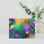 Mardi-Gras-Hintergrund mit Perlen RSVP Karte (Stehend Vorderseite)