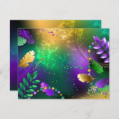 Mardi-Gras-Hintergrund mit Perlen RSVP Karte (Vorne/Hinten)