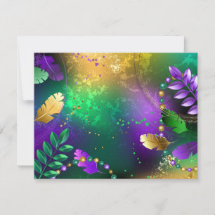 Mardi-Gras-Hintergrund mit Perlen RSVP Karte