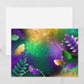 Mardi-Gras-Hintergrund mit Perlen Save The Date (Vorne/Hinten)