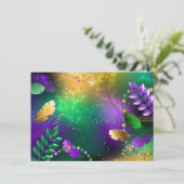 Mardi-Gras-Hintergrund mit Perlen Save The Date (Stehend Vorderseite)