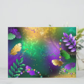 Mardi-Gras-Hintergrund mit Perlen Save The Date (Stehend Vorderseite)