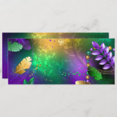 Mardi-Gras-Hintergrund mit Perlen Save The Date (Vorne/Hinten)