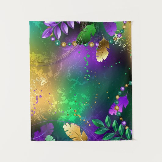 Mardi-Gras-Hintergrund mit Perlen Wandteppich (Vorderseite)