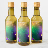 Mardi-Gras-Hintergrund mit Perlen Weinetikett (Flaschen)