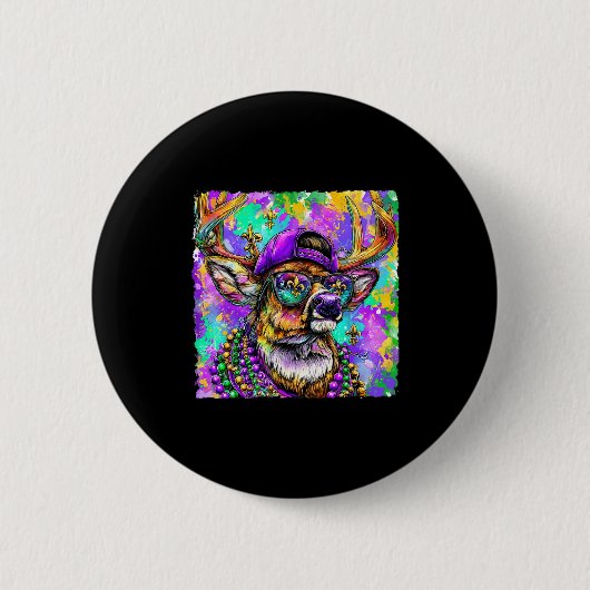 Mardi Gras Hirschbock Jagd New Orleans Camo Männer Button (Vorderseite)