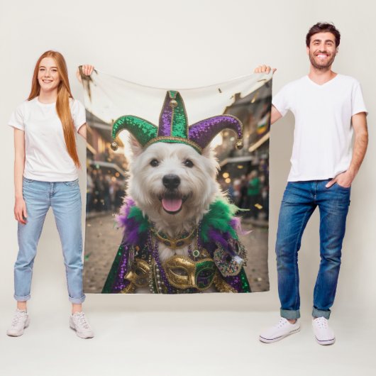 Mardi Gras-Hund-Narrenkostüm Fleecedecke (Beispiel)