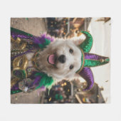 Mardi Gras-Hund-Narrenkostüm Fleecedecke (Vorderseite (Horizontal))