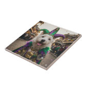 Mardi Gras-Hund-Narrenkostüm Fliese (Seite)