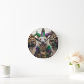 Mardi Gras-Hund-Narrenkostüm Runde Wanduhr (Zuhause)