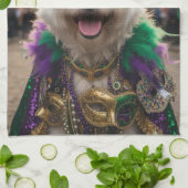 Mardi Gras-Hunde-Narrenkostüm Geschirrtuch (Gefaltet)