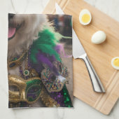 Mardi Gras-Hunde-Narrenkostüm Geschirrtuch (Viertel Falte)