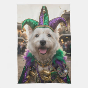 Mardi Gras-Hunde-Narrenkostüm Geschirrtuch
