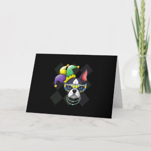 Mardi Gras Hundeshirt Funny Boston Terrier Lover Feiertagskarte