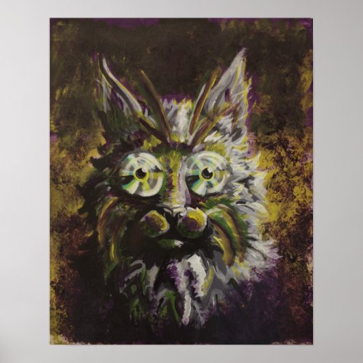 Mardi Gras - Hypnotic Cat Pop Surrealismus Poster (Vorne)