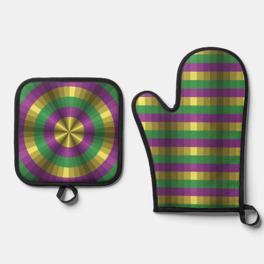 Mardi Gras Illusion Ofenhandschuh & Topflappen-Set (Vorderseite)