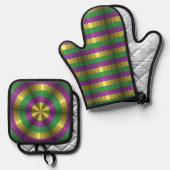 Mardi Gras Illusion Ofenhandschuh & Topflappen-Set (Vorderseite/Rückseite)