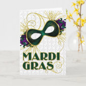 Mardi Gras in Violet Gold Green Mask Karte (Gelbe Blume)