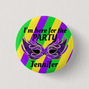 Mardi Gras Individuelle Name PARTY Button Mardigra